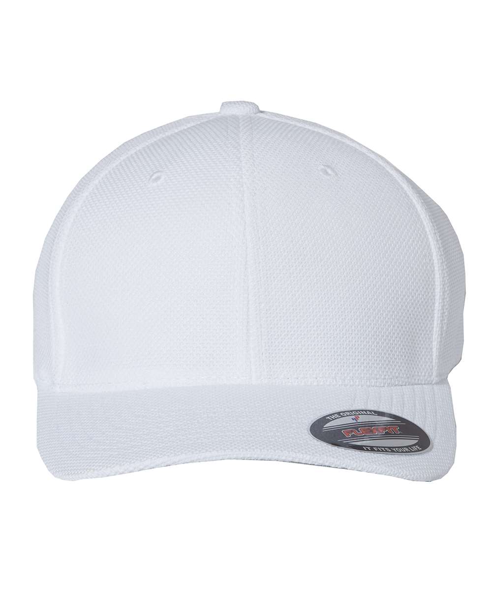 Front View of White Cool & Dry Piqué Mesh Cap - 6577CD