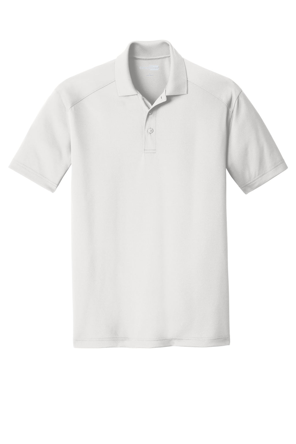 Front View of White CornerStone Select Lightweight Snag-Proof Polo. CS418