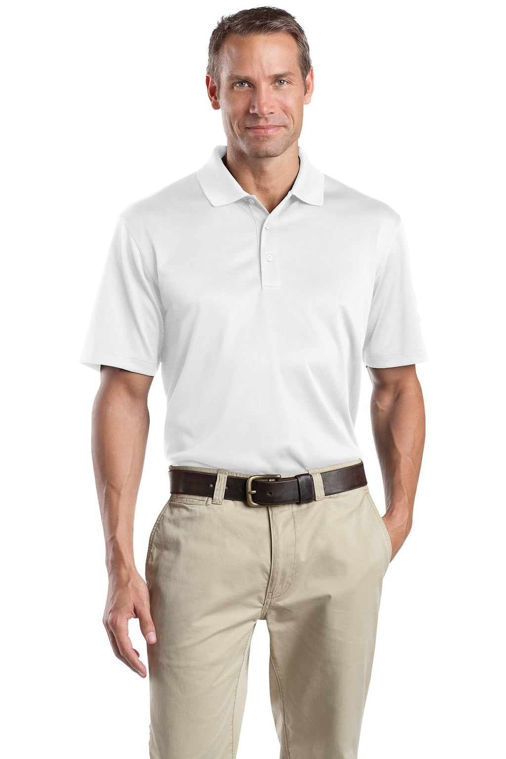 Front View of White CornerStone - Select Snag-Proof Polo. CS412