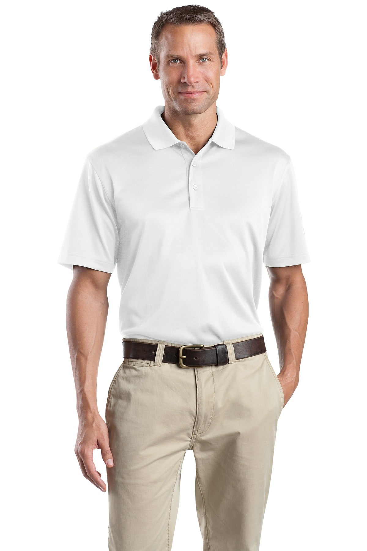 Front View of White CornerStone - Select Snag-Proof Polo. CS412