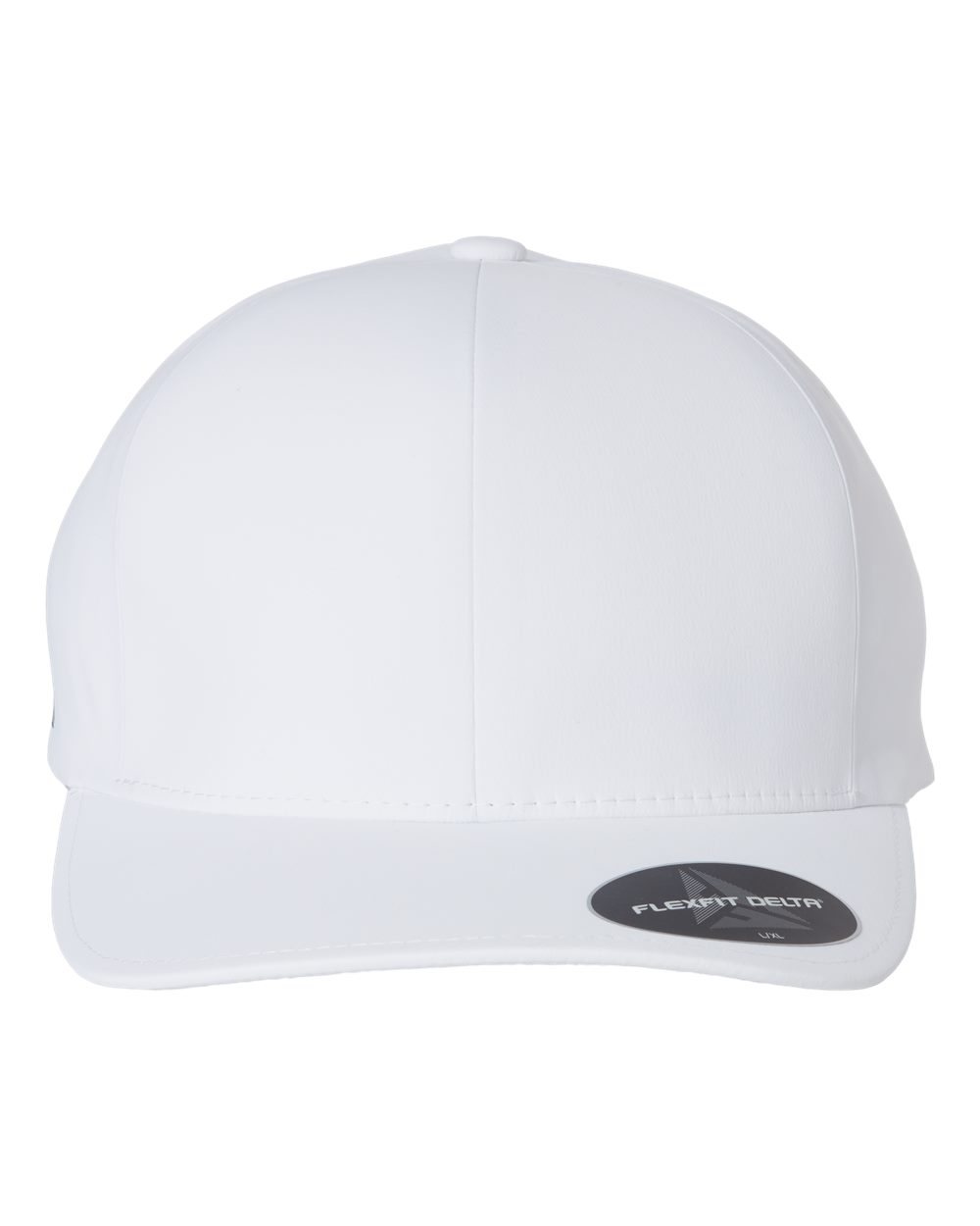 Front View of White Delta® Seamless Cap - 180