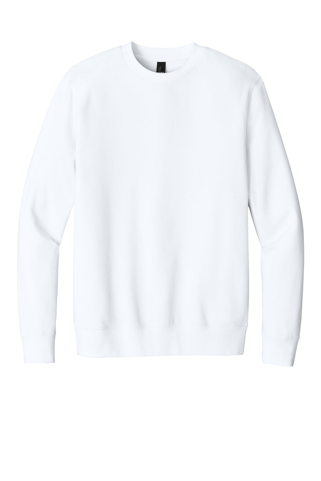 Front View of White District V.I.T. Fleece Crew DT6104