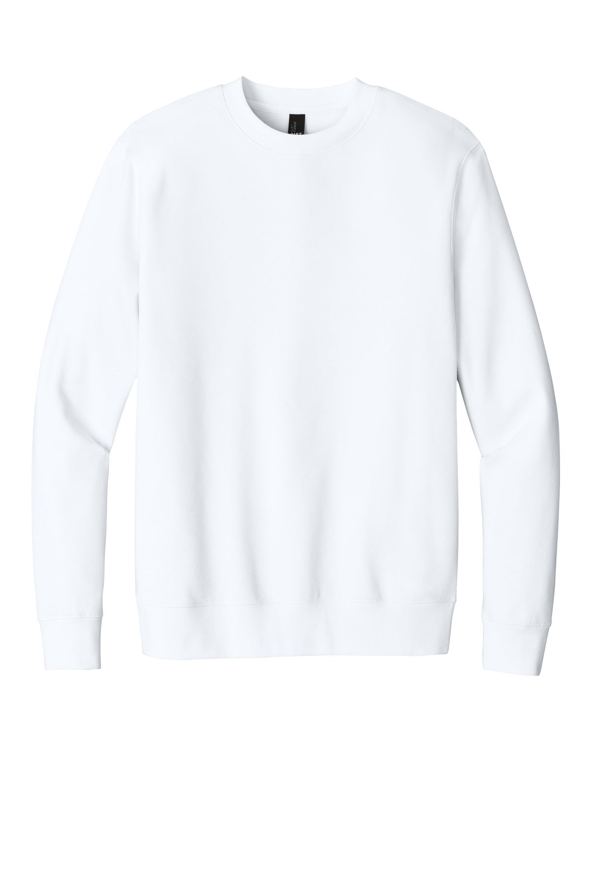 Front View of White District V.I.T. Fleece Crew DT6104