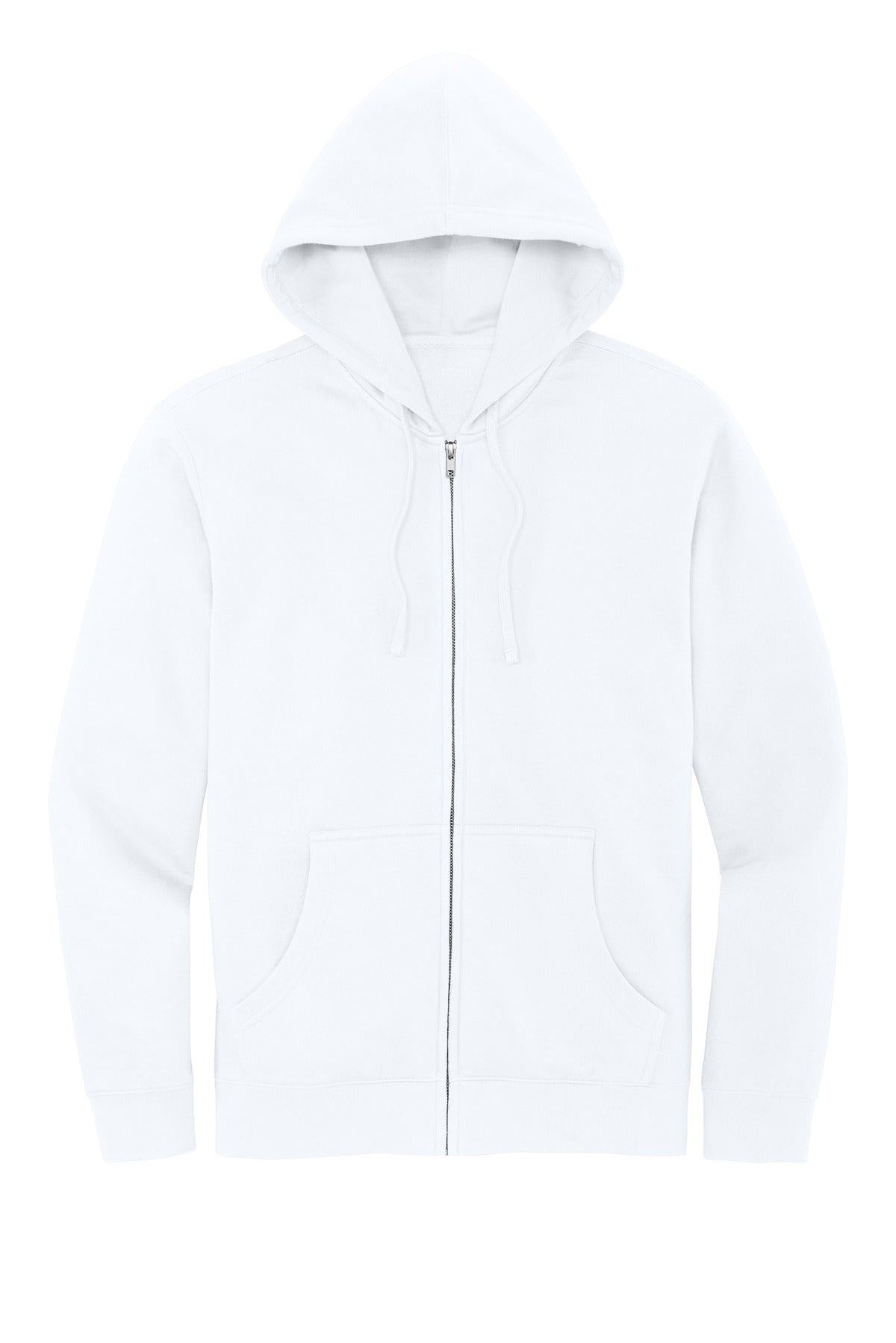 Front View of White District V.I.T. Fleece Full-Zip Hoodie DT6102