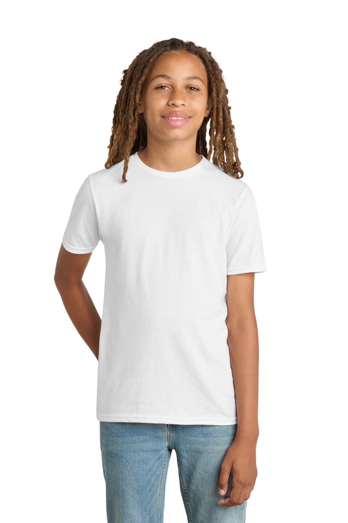 Front View of White District Youth Very Important Tee . DT6000Y