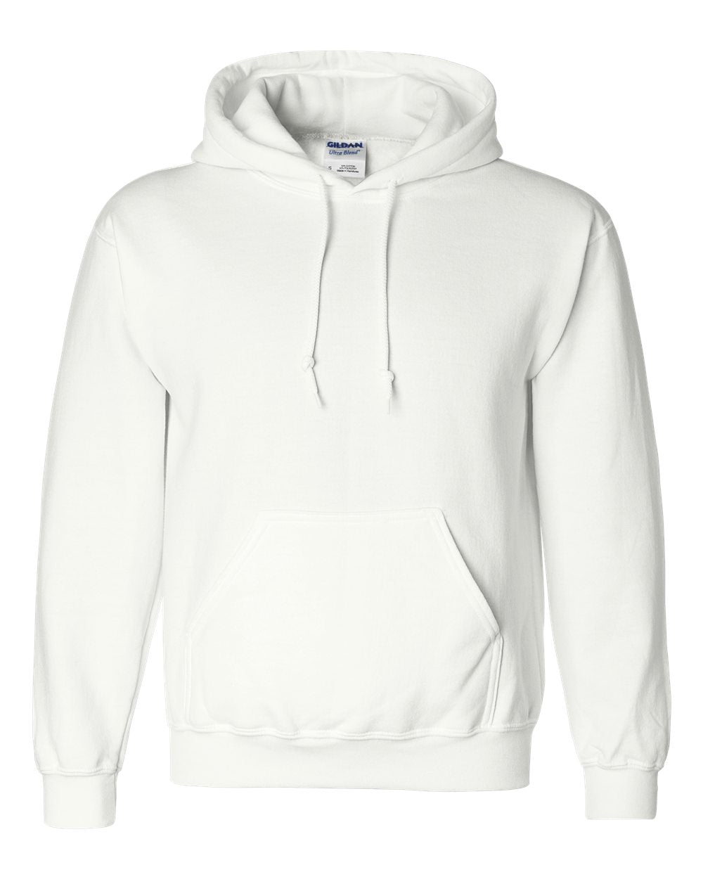 Front View of White DryBlend® Hooded Sweatshirt - 12500