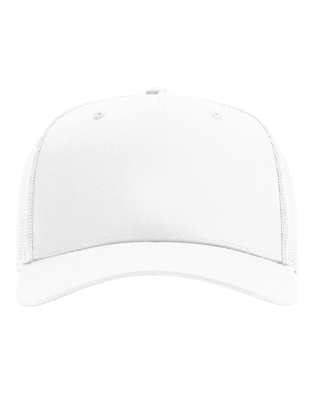 Front View of White Five-Panel Champ Trucker Cap - 112FPC