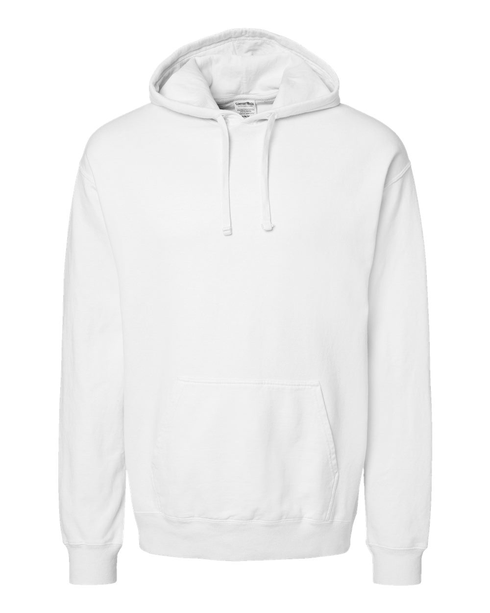 Front View of White Garment-Dyed Hooded Sweatshirt - GDH450