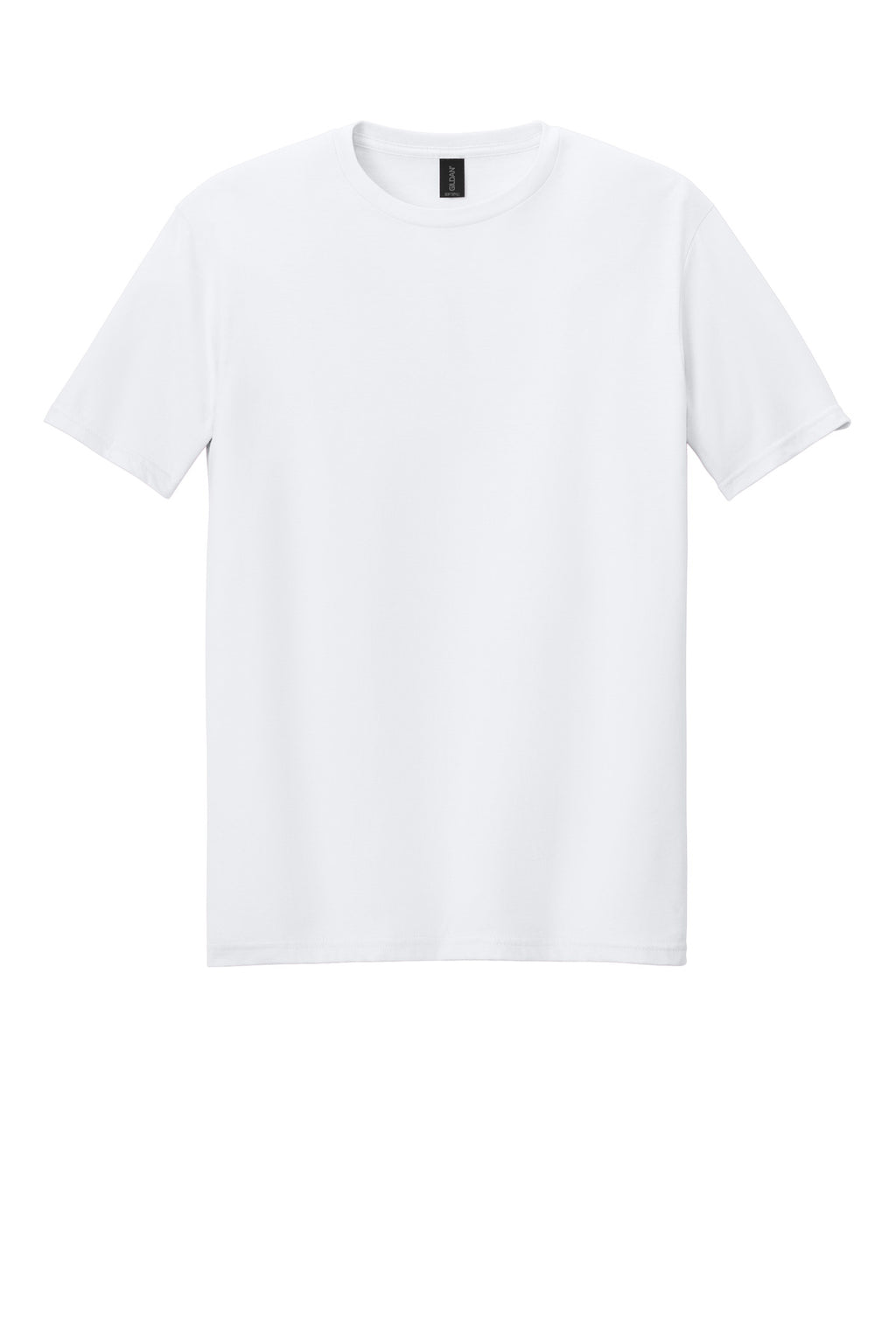 Front View of White Gildan Softstyle T-Shirt. 64000