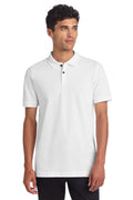 Front View of White Mercer+Mettle Stretch Heavyweight Pique Polo MM1000