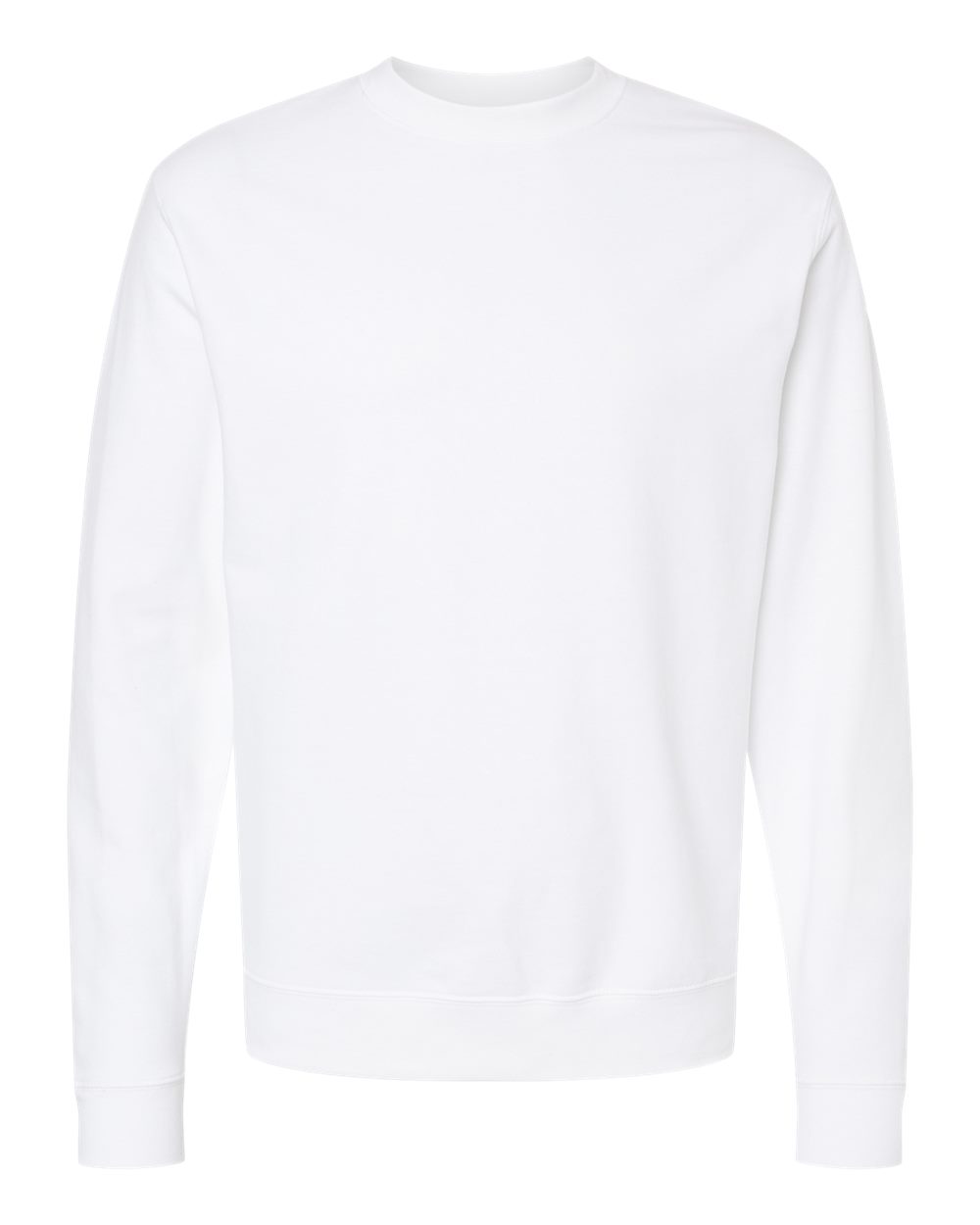 Front View of White Midweight Crewneck Sweatshirt - SS3000