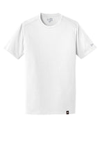 Front View of White New Era Heritage Blend Crew Tee. NEA100