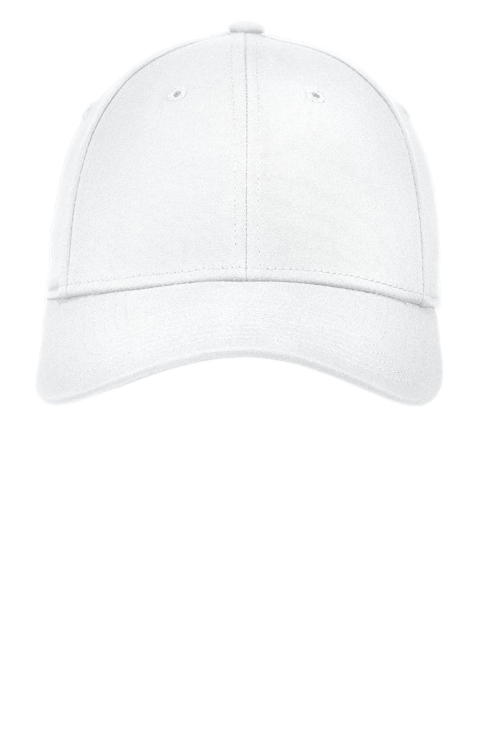 Front View of White New Era - Structured Stretch Cotton Cap. NE1000