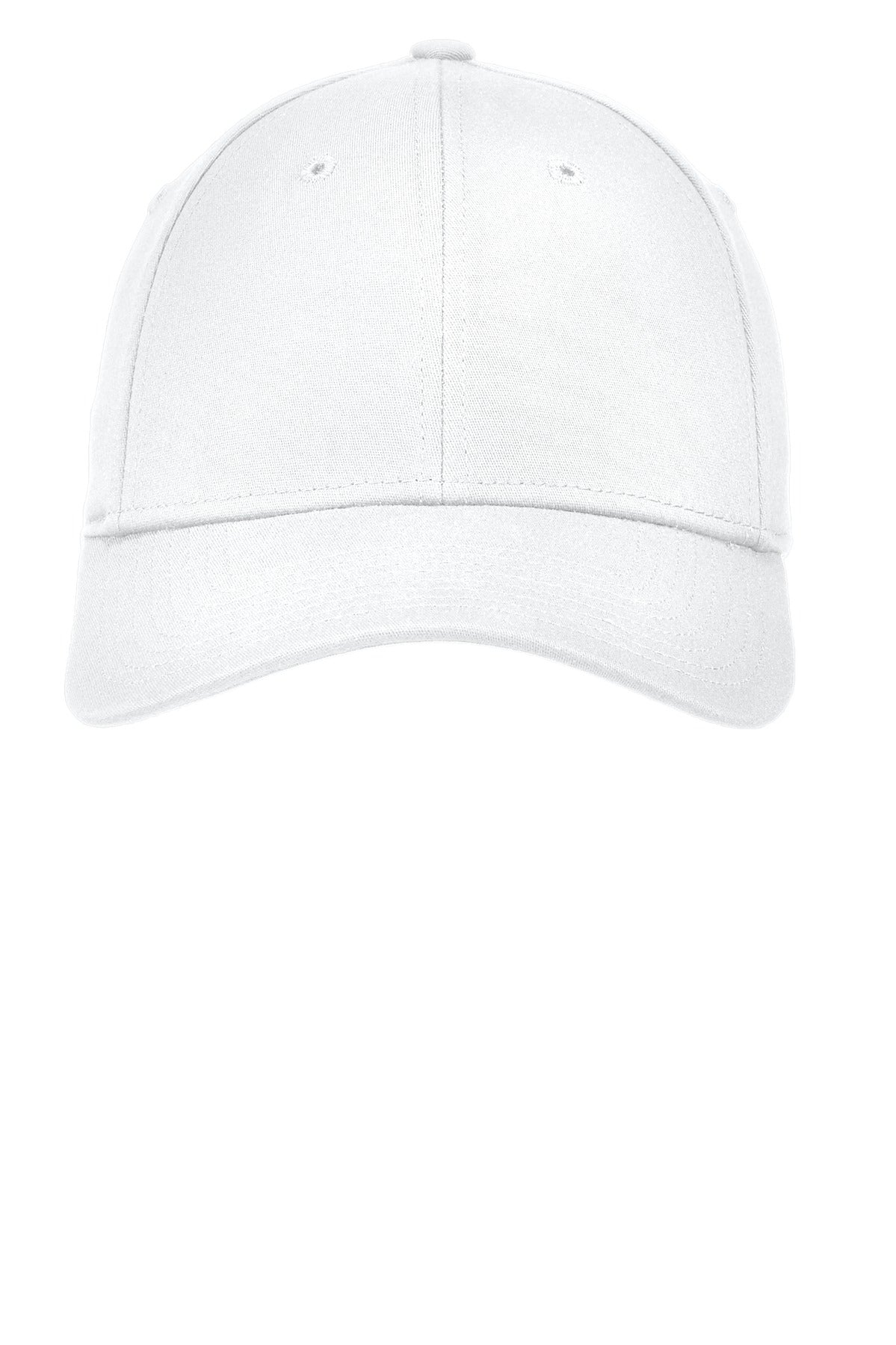 Front View of White New Era - Structured Stretch Cotton Cap. NE1000