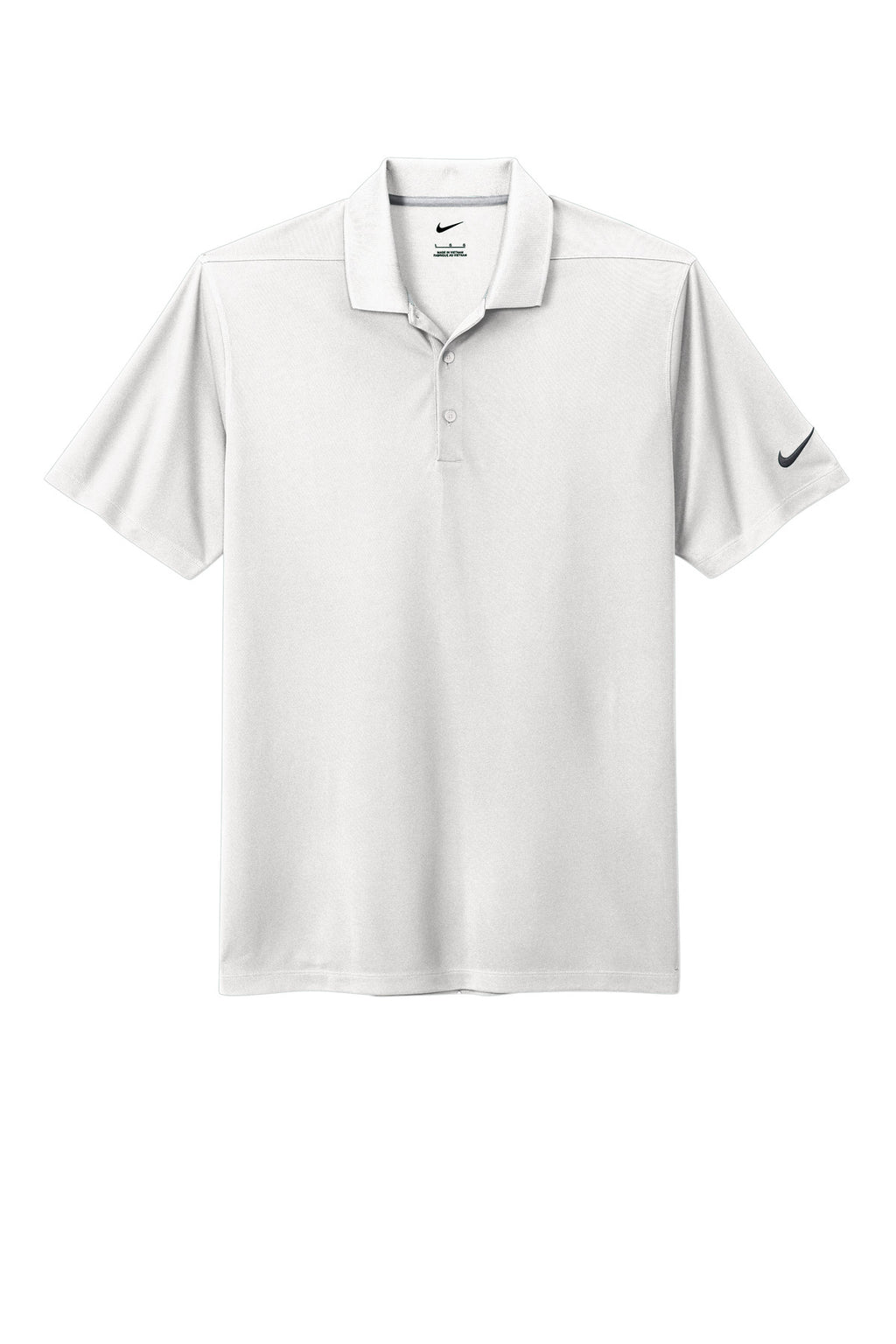 Front View of White Nike Dri-FIT Micro Pique 2.0 Polo NKDC1963