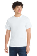 Front View of White Port & Co Core Cotton Tee. PC54