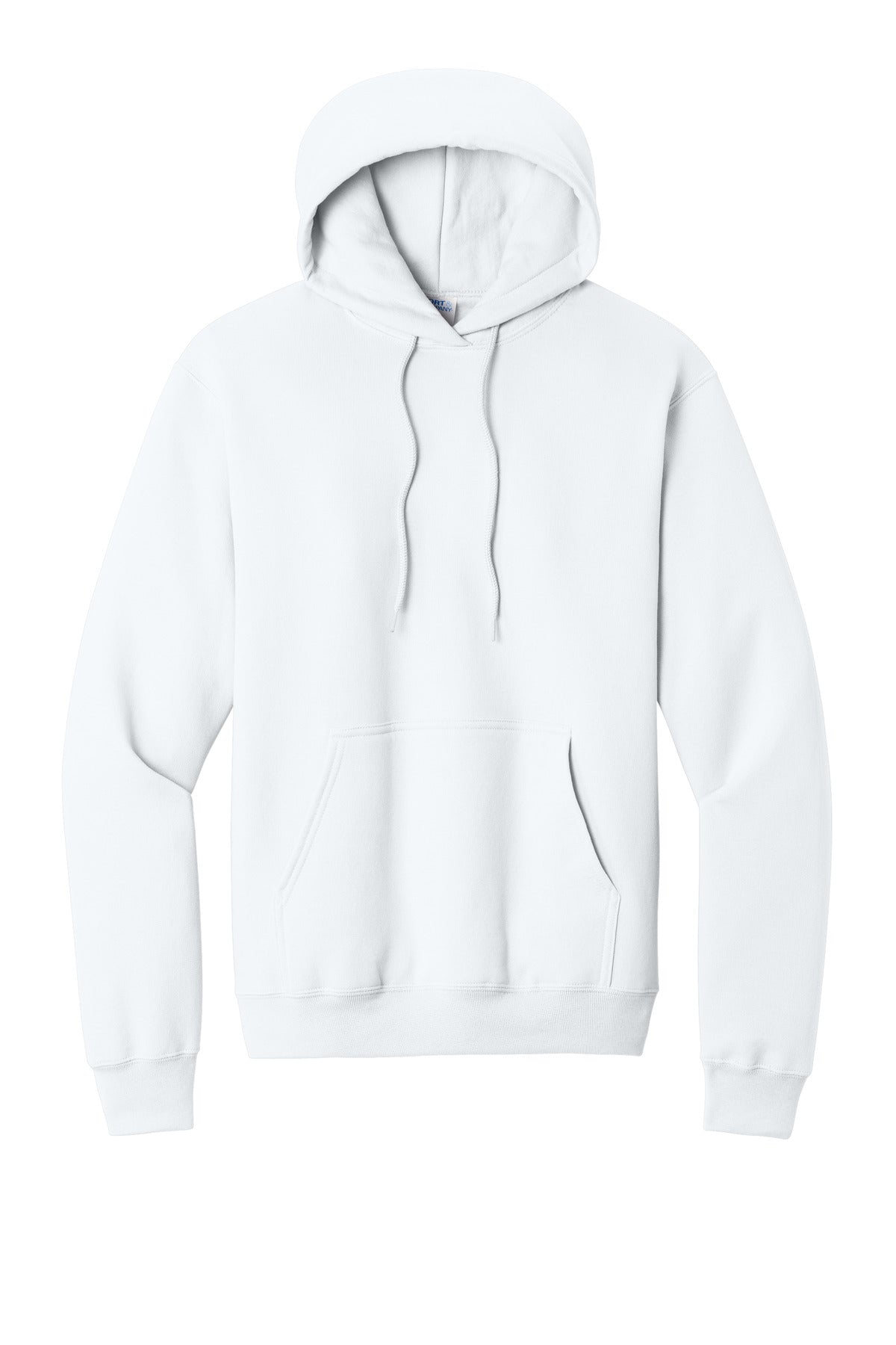 Front View of White Port & Co Core Fleece Pullover Hooded Sweatshirt. PC78H