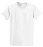 Front View of White Port & Co Essential Tee. PC61