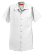 Front View of White Red Kap Short Sleeve Industrial Work Shirt. SP24