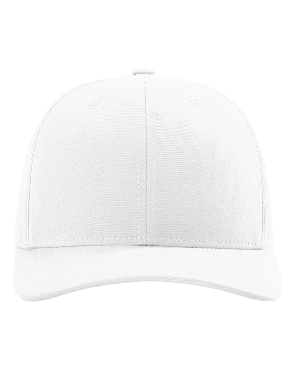 Front View of White Snapback Trucker Cap - 112