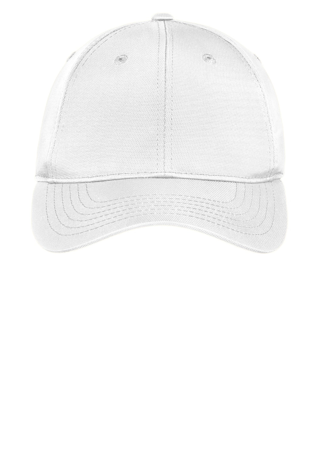 Front View of White Sport-Tek Dry Zone Nylon Cap. STC10