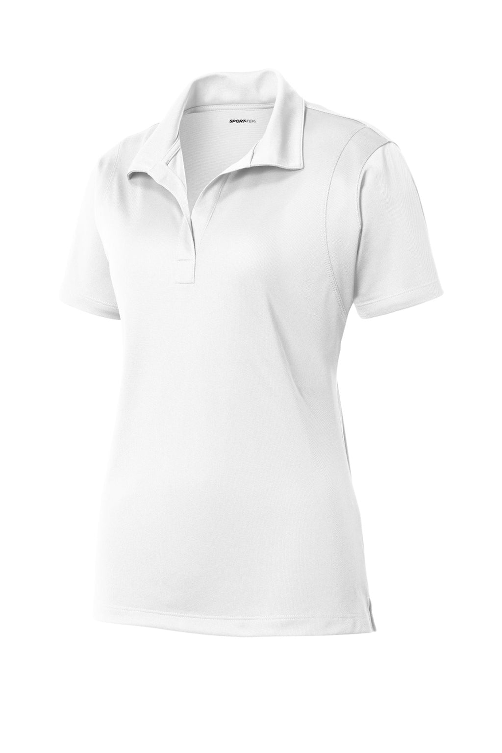 Front View of White Sport-Tek Women's Micropique Sport-Wick Polo. LST650
