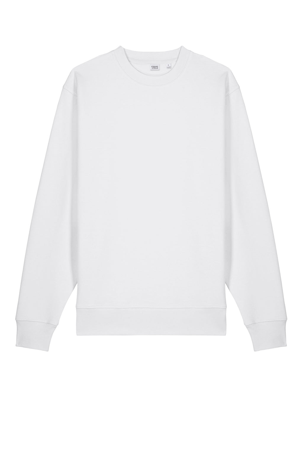 Front View of White Stanley/Stella Unisex Changer 2.0 Crewneck Sweatshirt SXU004