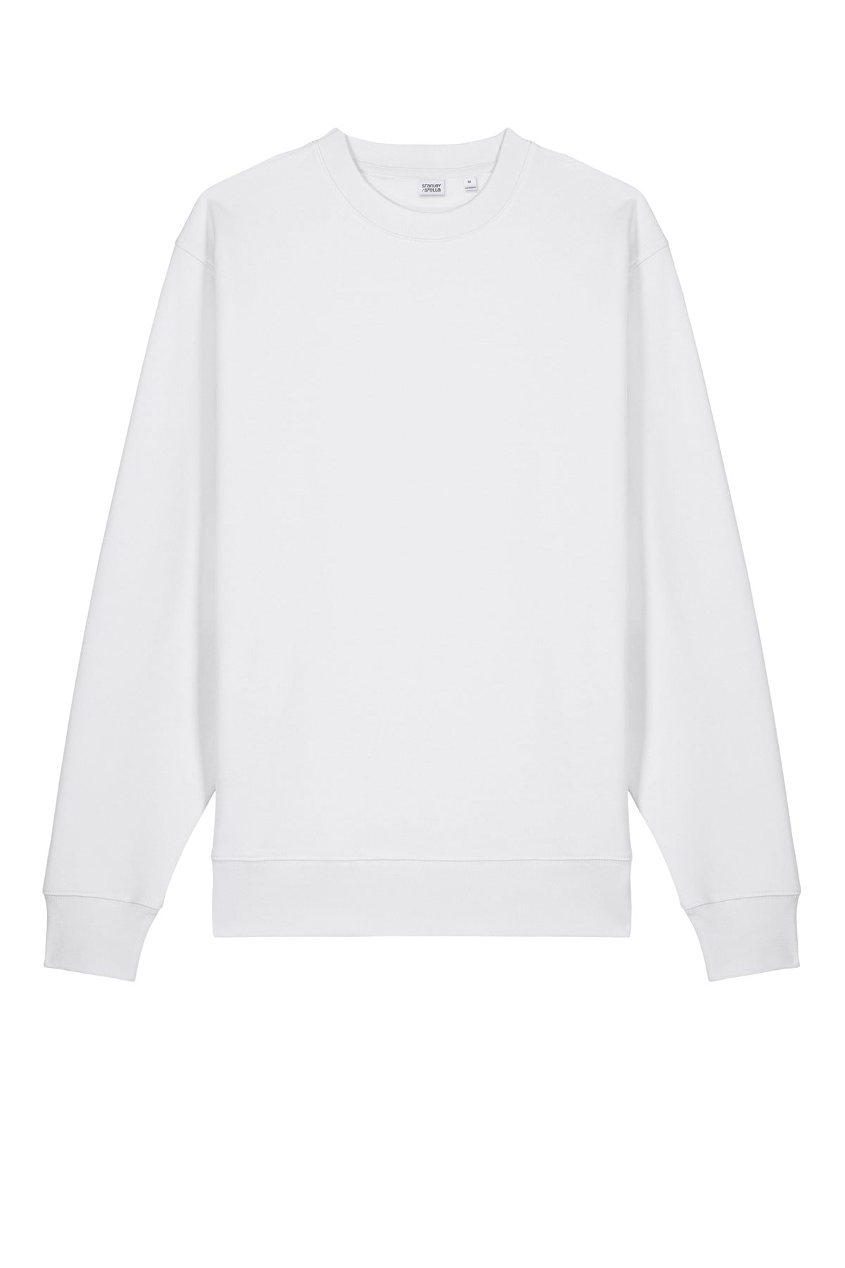 Front View of White Stanley/Stella Unisex Changer 2.0 Crewneck Sweatshirt SXU004