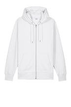 Front View of White Stanley/Stella Unisex Cultivator 2.0 Full-Zip Hooded Sweatshirt SXU005