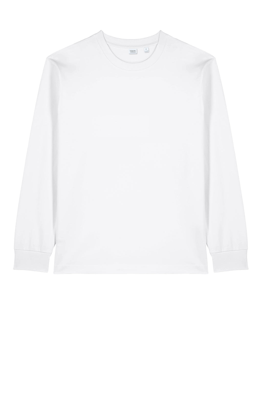 Front View of White Stanley/Stella Unisex Freestyler Heavyweight Long Sleeve Tee SXU023