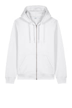 Front View of White Stanley/Stella Unisex Mixer Full-Zip Hooded Sweatshirt SXU011