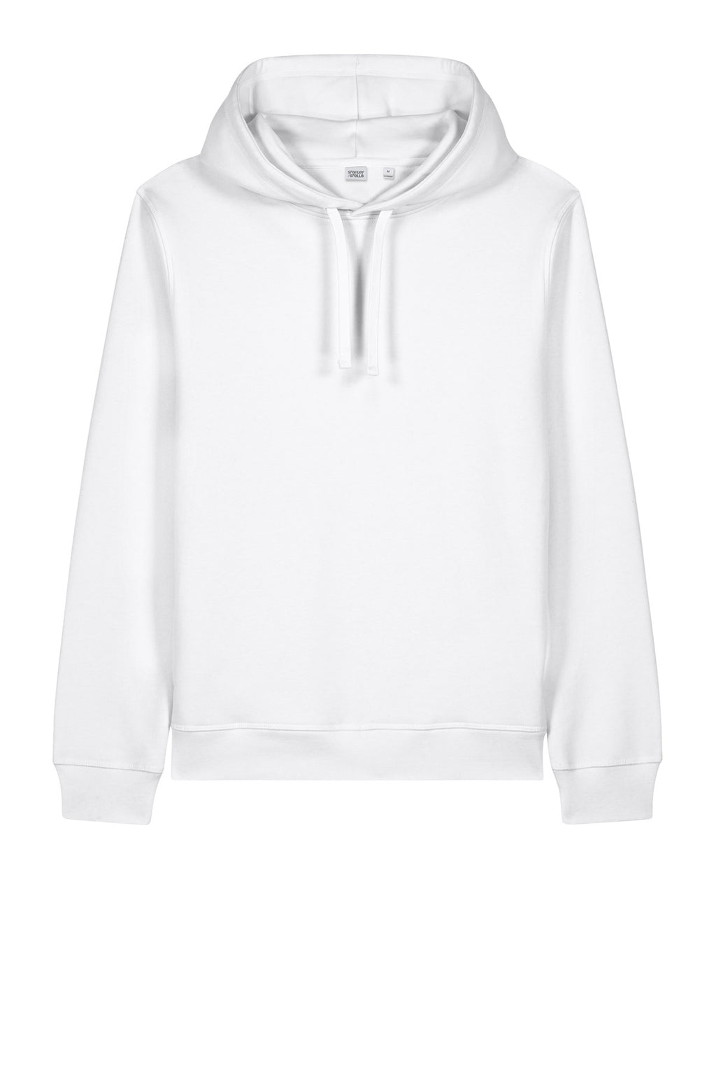 Front View of White Stanley/Stella Unisex Sounder Hooded Sweatshirt SXU012