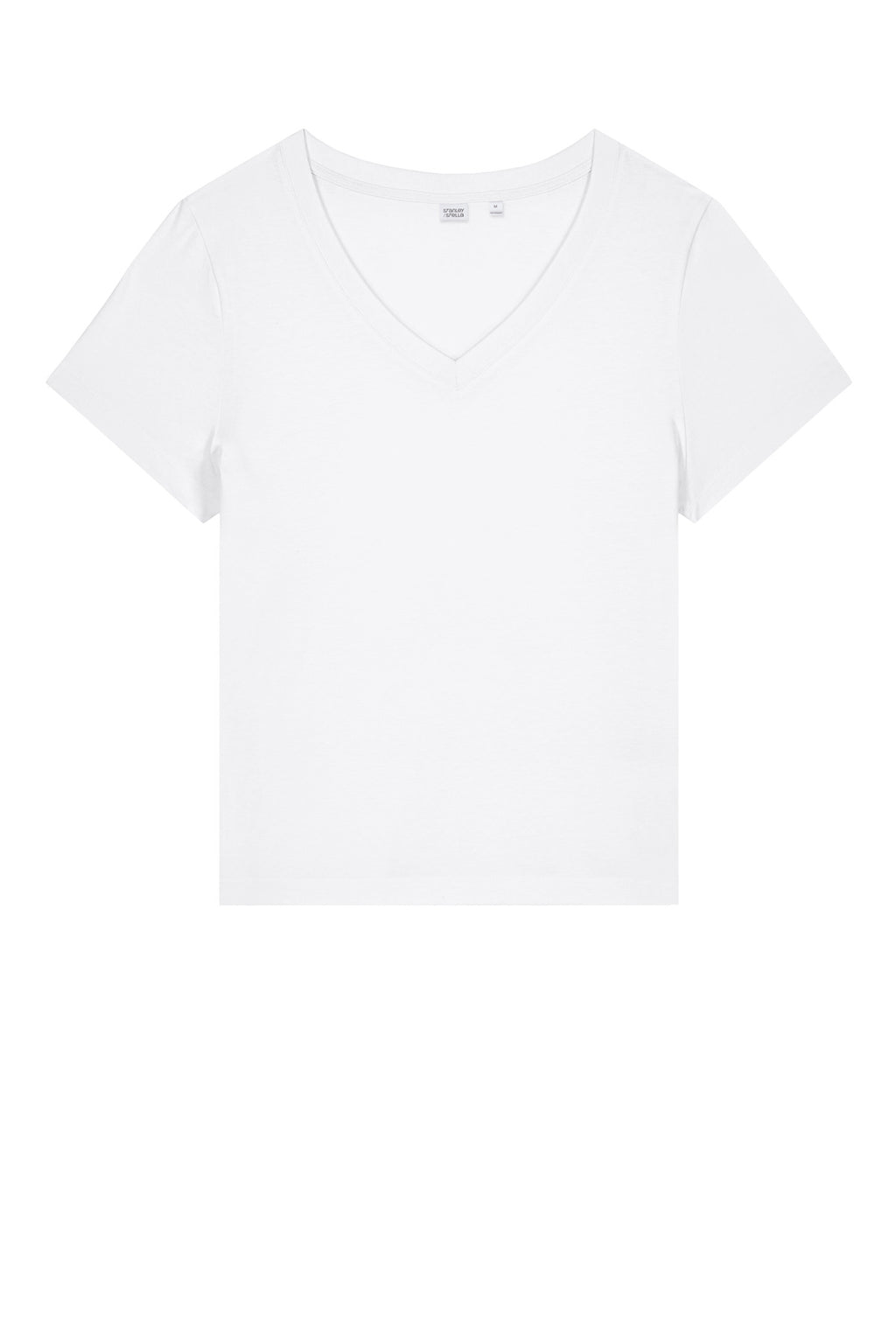 Front View of White Stanley/Stella Women's Stella Isla V-Neck Tee SXW032