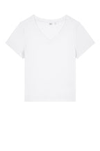 Front View of White Stanley/Stella Women's Stella Isla V-Neck Tee SXW032