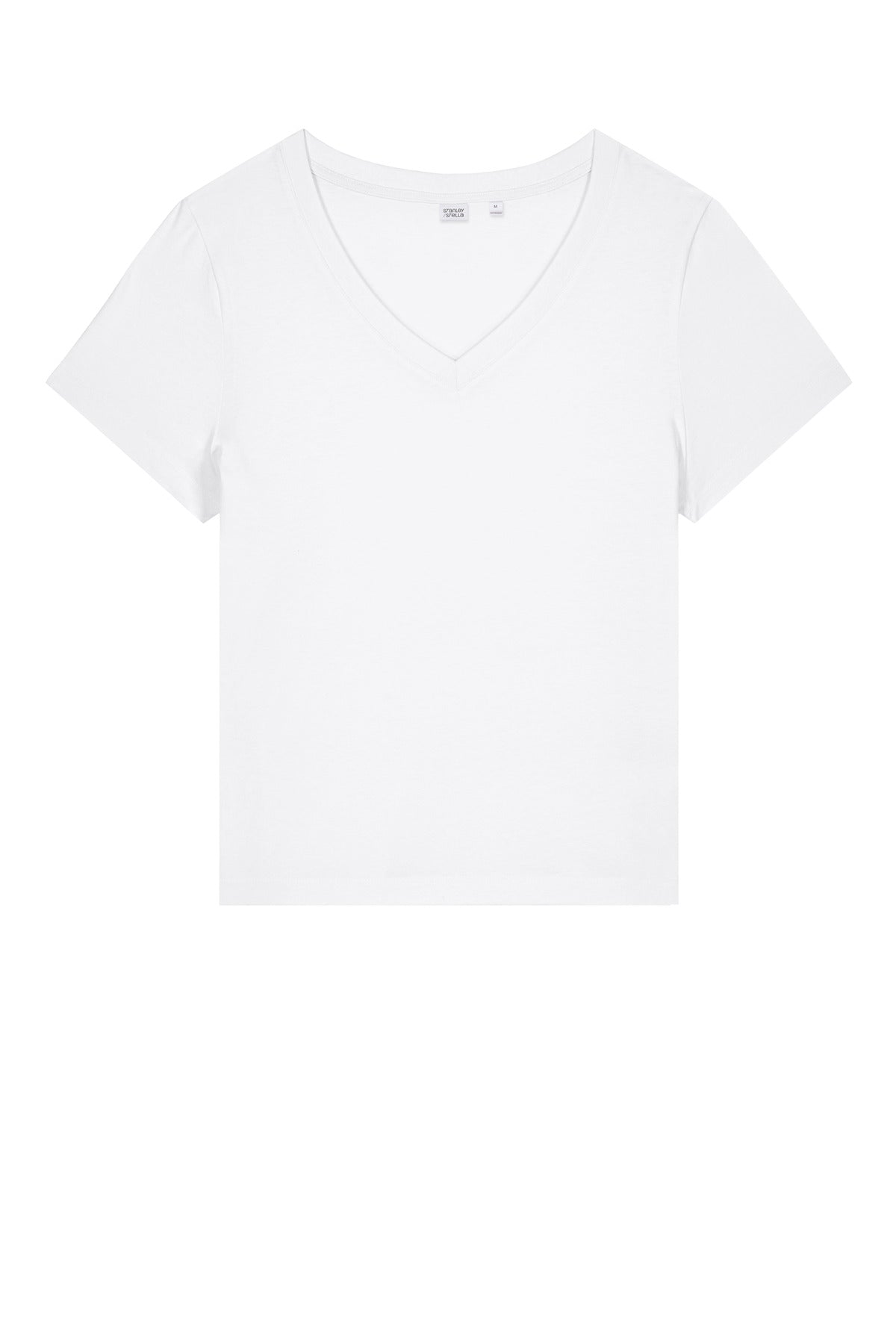 Front View of White Stanley/Stella Women's Stella Isla V-Neck Tee SXW032
