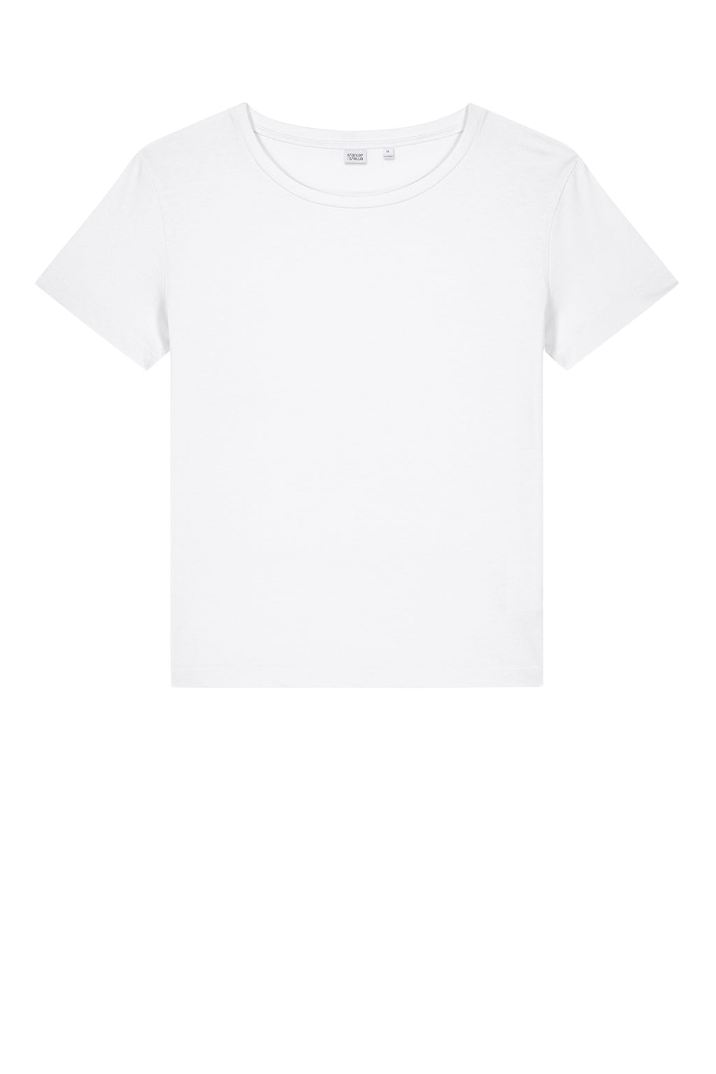 Front View of White Stanley/Stella Women's Stella Serena Scoop Neck Tee SXW008