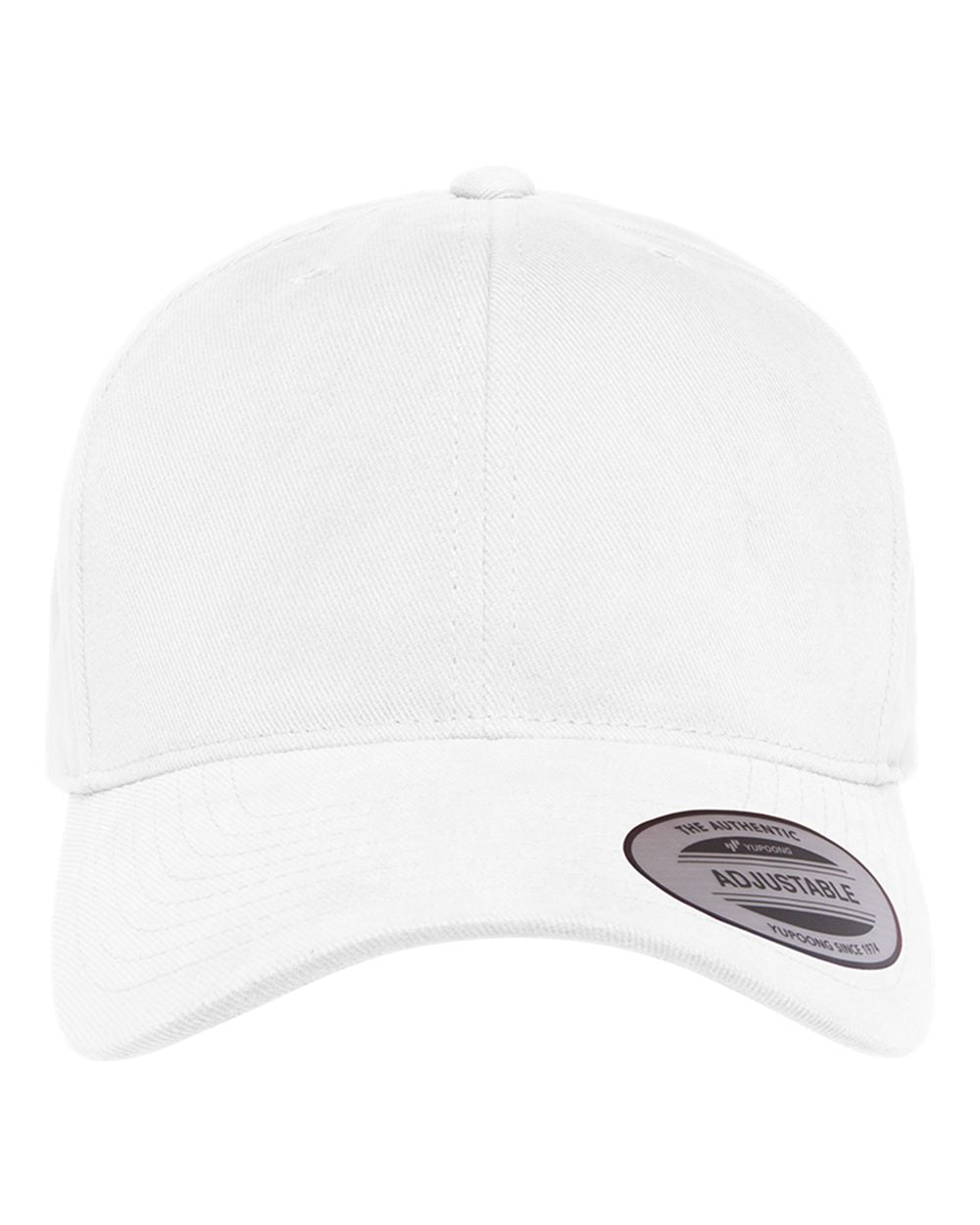 Front View of White Structured Brushed Twill Cap - 6363V