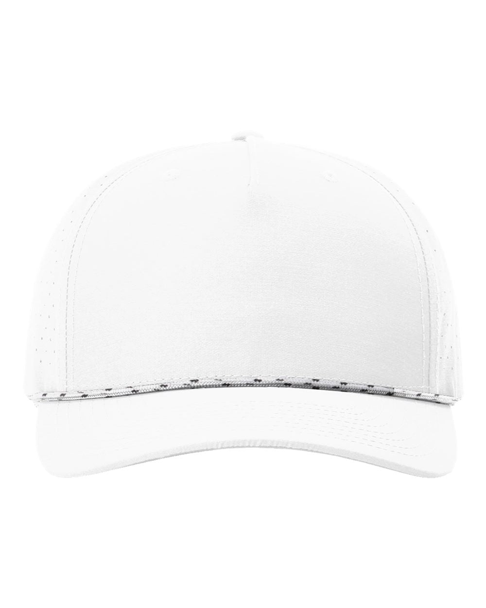 Front View of White/ White-Black Laser Perf Performance Rope Cap - 355