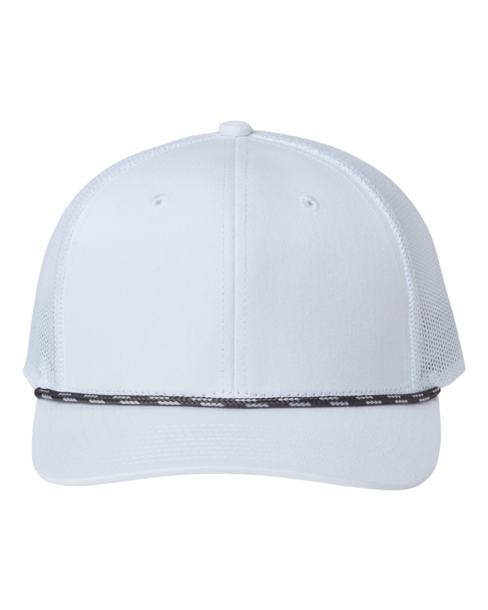 Front View of White/ White Everyday Rope Trucker Cap - GB452R
