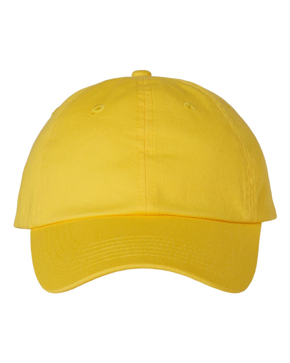 Front View of Yellow Bio-Washed Classic Dad Hat - VC300A