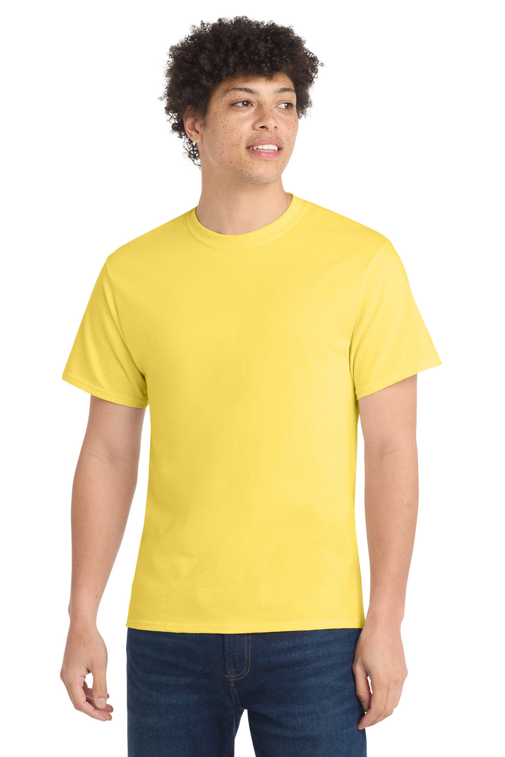 Front View of Yellow Port & Co Core Cotton Tee. PC54