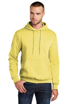 Front View of Yellow Port & Co Core Fleece Pullover Hooded Sweatshirt. PC78H
