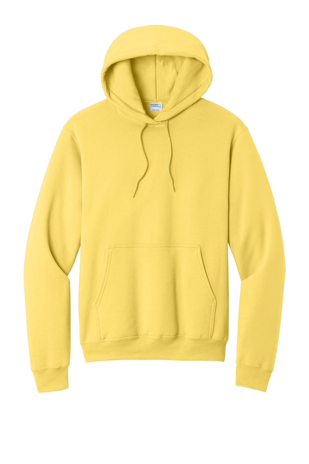 Front View of Yellow Port & Co Core Fleece Pullover Hooded Sweatshirt. PC78H