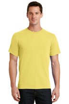 Front View of Yellow Port & Co Essential Tee. PC61
