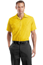 Front View of Yellow Red Kap Short Sleeve Industrial Work Shirt. SP24