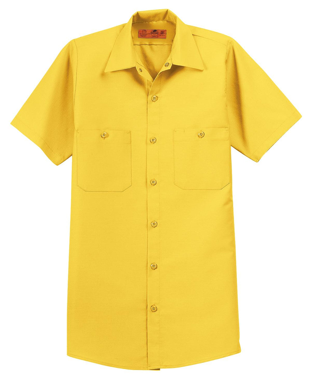 Front View of Yellow Red Kap Short Sleeve Industrial Work Shirt. SP24