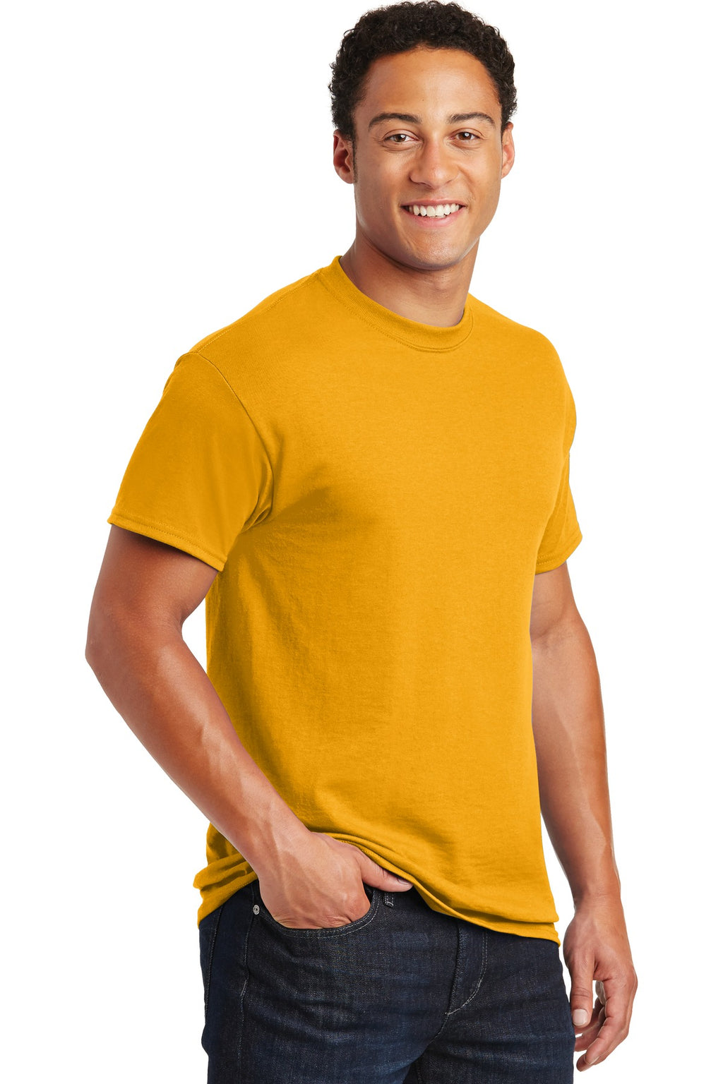 Gold Gildan DryBlend 50 Cotton/50 Poly T-Shirt. 8000