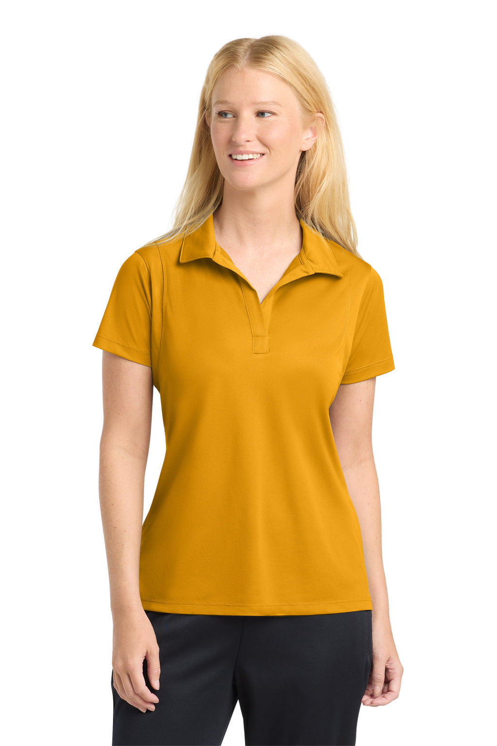 Gold Sport-Tek Women's Micropique Sport-Wick Polo. LST650