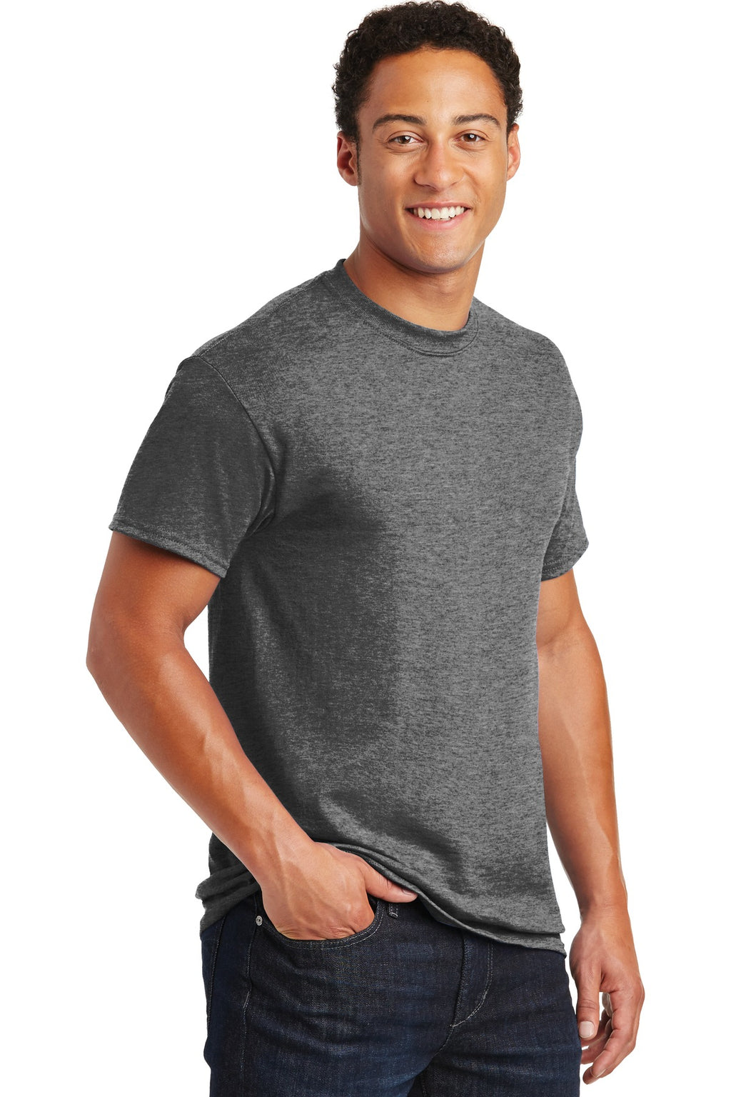 Graphite Hthr Gildan DryBlend 50 Cotton/50 Poly T-Shirt. 8000