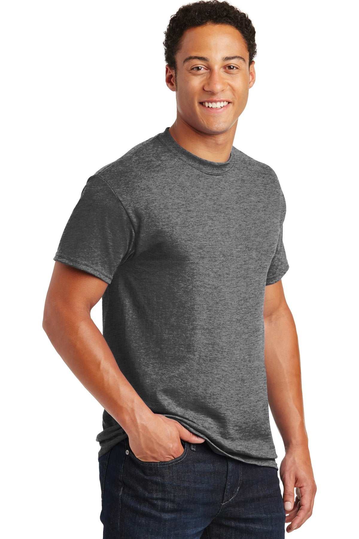 Graphite Hthr Gildan DryBlend 50 Cotton/50 Poly T-Shirt. 8000
